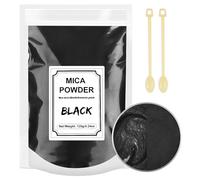 120g Poudre de Mica, Colorant Résine Époxy, Poudre de Mica Métallique Naturel pour Résine Époxy, Fabrication Bougie, Maquillage, Peinture, Slime, Kit Savon (Noir)