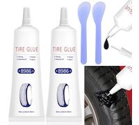 120ml Reparation Pneu Voiture, Meche Pneu Crevaison, Colle pour Caoutchouc, Colle Vulcanisante Pneu, Colle Pneu, Kit Reparation Pneu Voiture/Moto/VéLo/Camion, Convient à Tous les Modèles de Pneus