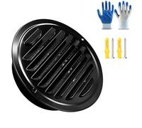 120mm Noir Grille D'aération Ronde en Acier Inoxydable, Grille De Ventilation De Tuyau, Grille D'aération Murale, pour Système De Air Frais, avec Vis Et Gants(120mm/4.7in)