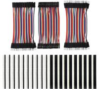 120pcs 3x10CM Jumper Wires 40Pin Male to Female,Male to Male,Female to Female and 20pcs 2.54mm Pin Header Band 40Pin Male and Female Single Row for Arduino