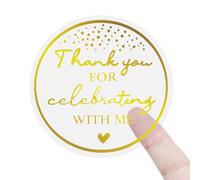 120pcs Autocollant Merci Doré, 3,8cm Étiquettes de Remerciement en Feuille d'Or Autocollants d'Emballage Merci Autocollants d'Emballage Cadeau pour Anniversaire Enveloppe Remise des Diplômes