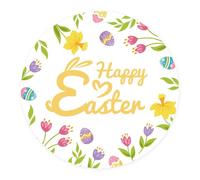 120pcs Autocollants de Pâques, Joyeuses Pâques Stickers Couronne de Fleurs Décorations de Pâques Étiquettes Rondes pour Cadeaux Artisanat Enfants Scrapbooking Enveloppes Cartes (Style A)