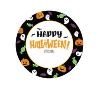 120pcs Autocollants Happy Halloween, 5cm Étiquettes Autocollantes pour Fête Étiquettes Rondes Écrivables pour Sachets Cadeaux Fermetures D'enveloppes & Décoration Fête (Style 1)