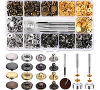 120pcs Bouton Pression Fixations Snap Fasteners Fermoirs à Bouton-pression en Cuivre Bronze pour Sac à Main de Portefeuille en Cuir Craft Jacket (12mm)