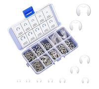 120Pcs E-Clip Anneau De Retenue Circlip en Acier Inoxydable Bague de Retenue Externe Snap Kit 1.5/2/3/4/5/6/7/8/9/10 mm avec Boîte En Plastique