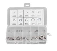120pcs E Clip Circlip Retenir le kit d'assortiment d'anneau 304 Anneaux de dispositif de retenue en acier inoxydable pour les arbres et les poulies M1.5 à M10 avec boîte de