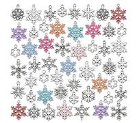 120pcs émail argent antique flocon de neige charms pour Noël Nouvel An bijoux faire collier boucle d'oreille bracelet porte-clés artisanat bricolage recherche en gros