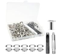120pcs Kit Outils Pour œIllets - 12mm Metal Ensembles Oeillets Avec 3 PièCes Rondelle PoinçOn Outil, Cuivre Pur Antirouille Trousse à œIllets Outils Pour Couture Toile BâChe Tente De RéParation