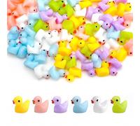 120pcs Mini Canard en RéSine, Tiny Ducks Miniature Canards Petits Canard Miniature RéSine Figurine Canard Miniature Mini pour Maison De PoupéE Jardin DéCoration Paysage De Bricolage(6 Couleurs)