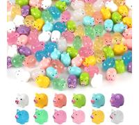 120pcs Mini Cochon Resine, Mini Cochon Lumineux Mini Animaux en Résine Figurines de Cochon Miniature pour Maisons de Poupées Paysage de Jardin Fête d'anniversaire (12 Couleurs)