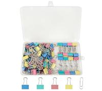 120Pcs Mini Pince à Double Clip de Couleurs Assorties, 15mm Foldback Pince Bulldog à Papier Solides, Pince à Documents Métallique Pliable avec boîte 50 trombones pour Fournitures Bureau l'École