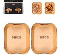 120PCS Papier Cuisson Air Fryer pour Ninja 10,4L, Accessoires Air Fryer pour Cosori Air Fryer 10L et Ninja Foodi Flex 10,4 L AF500EU, Papier Sulfurisé pour Air Fryer