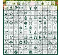 120pcs Pochoirs de Noël, 7,6 x 7,6cm Réutilisables Joyeux Noël Modèles Pochoirs de Vacances pour Peinture Sur Bois Mur Porte Papier Carte Scrapbooking Bricolage Artisanat Décoration