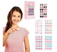 120pcs pour Enfants Faux Ongles Pré-colle Bâton de Couverture Complète sur les Ongles, Belle variété pour Enfants (BENT30-3)
