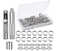 120pcs Trousse à œillets Outils, 12mm Oeillets pour Baches, 1/2 Pouce Métal œillets, Ensemble D'œillets avec 3 Outils Poinçon à œillets et Boîte pour Ceinture Toile en Cuir Fabrication Tissu Bâche