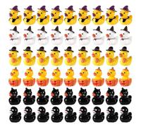 120uds Canards Miniatures d'halloween, Mini Canards en Résine d'halloween Sorcière Squelette Citrouille Chat Noir Balai Mini Canard pour Jardin Ornement Cadeau de Fête d'halloween
