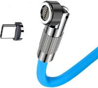 120w 6a Fast Charging Cable 180-degree Rotary Charger for Xiaomi Huawei Sky Blue Android Head