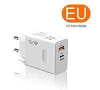 120W chargeur rapide d'origine USB 3.0 type-c PD câble 2 en 1 chargeur adaptateur de Charge rapide pour iPhone Samsung Xiaomi -EU Blanc