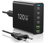 120W Chargeur USB C,6 Ports Station Charge Compatible avec iPhone/Samsung/Google/Xiaomi/Ordinateur Portable/Tablette/appareils USB