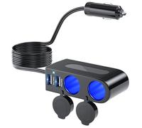 120W Multi Prise Chargeur Allume Cigare USB Rapide, 4 en 1 Chargeur Voiture Allume Cigare Adaptateur 12V/24V Chargeur Voiture 2 Prise & Double USB