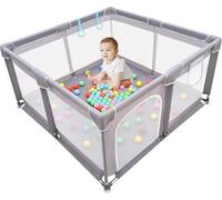 120x120 cm Parc Bebe avec 50 Balles, 2 Poignées, Petit Enfant avec, Bébé en Tissu Oxford,De Jeux Bébé pour Appartement, Gris