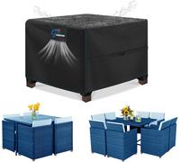 120x120x74cm Housse Pour Meubles De Jardin, 420d Oxford Tissu Housse Table De Jardin Protection Pour Tous Les Temps, Pour Ensembles De Table Et De Canapé Avec Corde Et Boucle Verrouillage