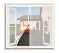 120x130cm Porte de balcon magnétique de fenêtre de moustiquaire,Porte magnétique de rideau anti-insectes, aucun perçage requis pour porte de balcon salon,Blanc