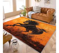 120x180 cm Tapis Doux Moelleux et Lavable, Antidérapant Gros Plan Dynamique Sur Un Cheval Tapis Décoratif à Poils Courts Pour Chambre Orange Pour Salon, Salle, Cuisine, Salle des Enfants Entrée