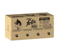 120x85g Jumbopack Felix Tendres Effilés Thon, Saumon, Cabillaud, Lieu Noir - Pâtée Pour Chat