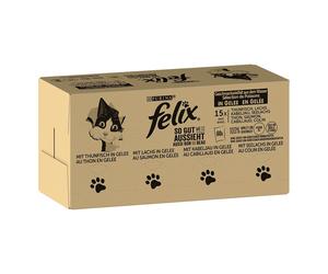 120x85g Jumbopack Felix Tendres Effilés Thon, Saumon, Cabillaud, Lieu Noir - Pâtée Pour Chat