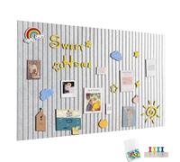 120x90cm Grande Planche à Pinces en Feltre Autocollante, Tableau en Feltre avec 60 Épingles à Messages, Tableau Mémo pour Bureau, Cuisine, Photos, Mémos, Argenté-Gris