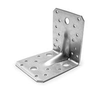 1211 ALFA - Équerres robustes avec renfort galvanisées à chaud, 90 x 90 x 65 mm, lot de 100 équerres avec renfort, utilisation universelle, différentes tailles, pour un clouage total ou partiel