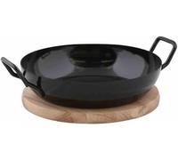 1220H Poêle + Plancha Avec Plaque Bois/Émail Noir 20 Cm