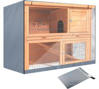 122X50X105cm Housse de protection pour clapier Couverture pour cage à lapins Housse de protection contre la pluie Couverture pour clapier à lapins,Gris