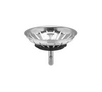 12345 Bouchon pour bonde de cuisine, couvercle d'évier, plug, argent, métal, diamètre 83 mm