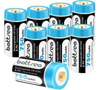 123A / 123 Batterie Au Lithium Rechargeable 750 Mah 3,7 V Pack De 8 Compatible Avec Arlo Caméra De Sécurité Vmc3030 Vmk3200 Vms3230 Vms3330 Vms3430 Torches Détecteur De Fumée Rasoir[Z758]