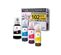 123CONSOMMABLES - 102 pour EcoTank - Multipack encre compatible avec EPSON 102 EcoTank ET-2700 ET-2750 ET-2751 ET-2756 ET-2850 ET-2851 ET-2856