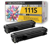 123CONSOMMABLES - 111S - Pack 2 Toners Noir pour Samsung Xpress M2070W | Compatible avec Samsung Xpress M2026W, M2022W, M2020W, M2070FW et M2070
