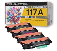 123CONSOMMABLES - 117A - Pack 4 Toners pour HP Color Laser MFP 178nw | Compatible avec HP Color Laser 150nw, 150a, MFP 179fnw, MFP 178nwg et MFP 179fwg