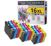 123CONSOMMABLES - 16XL - Pack de 12 cartouches d'encre compatible avec Epson Workforce WF-2750 WF-27