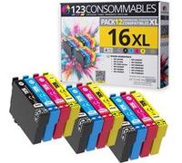 123CONSOMMABLES - 16XL - Pack de 12 cartouches d'encre compatible avec Epson Workforce WF-2750 WF-2760 WF-2660 WF-2650 WF-2630 WF-2540 WF-2530 WF-2510 WF-2010
