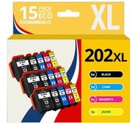 123CONSOMMABLES - 202XL - Pack cartouches d'encre Compatible avec Epson 202 XL 202XL pour imprimante Expression Premium XP6100 XP6005 XP6105 (pack de 15) Pack G