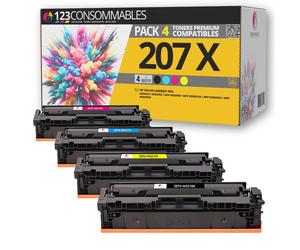 123CONSOMMABLES - 207X - Pack 4 Toner Compatible pour HP 207X 207A Color Laserjet Pro MFP M283fdw M2