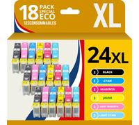 Pack compatible EPSON 24XL, 18 cartouches - 123CONSOMMABLES - Topromo