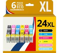 Pack compatible EPSON 24XL, 6 cartouches - 123CONSOMMABLES - Topromo