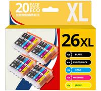 123CONSOMMABLES - 26XL - Cartouche d'encre compatible avec Epson pour Epson Expression Premium XP-510 XP-520 XP-600 XP-605 XP-610 XP-615 XP-620 XP-625 XP-700 XP-710 XP-720 XP-800 XP-810 (pack de 20) P