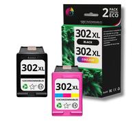 123CONSOMMABLES - 302XL - Pack de 2 cartouches d'encre Compatible avec HP 302 XL (Noir et Couleur),