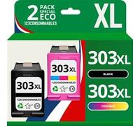 123CONSOMMABLES - 303XL - Pack 2 cartouches compatibles HP 303XL - noir et couleurs G