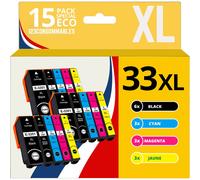 123CONSOMMABLES - 33XL - Pack 15 Cartouches d'encre Compatible pour Epson 33 XL pour Expression Premium XP-540 XP-530 XP-830 XP-7100 XP-900 XP-640 XP-630 XP-635 XP-645