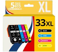 123CONSOMMABLES - 33XL - Pack 5 Cartouches d'encre Compatible pour Epson 33 XL pour Expression Premium XP-540 XP-530 XP-830 XP-7100 XP-900 XP-640 XP-630 XP-635 XP-645